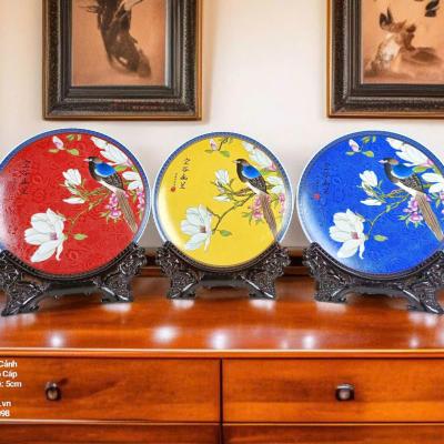 BỘ BA ĐĨA CẢNH HỌA TIẾT HOA LAN CAO CẤP